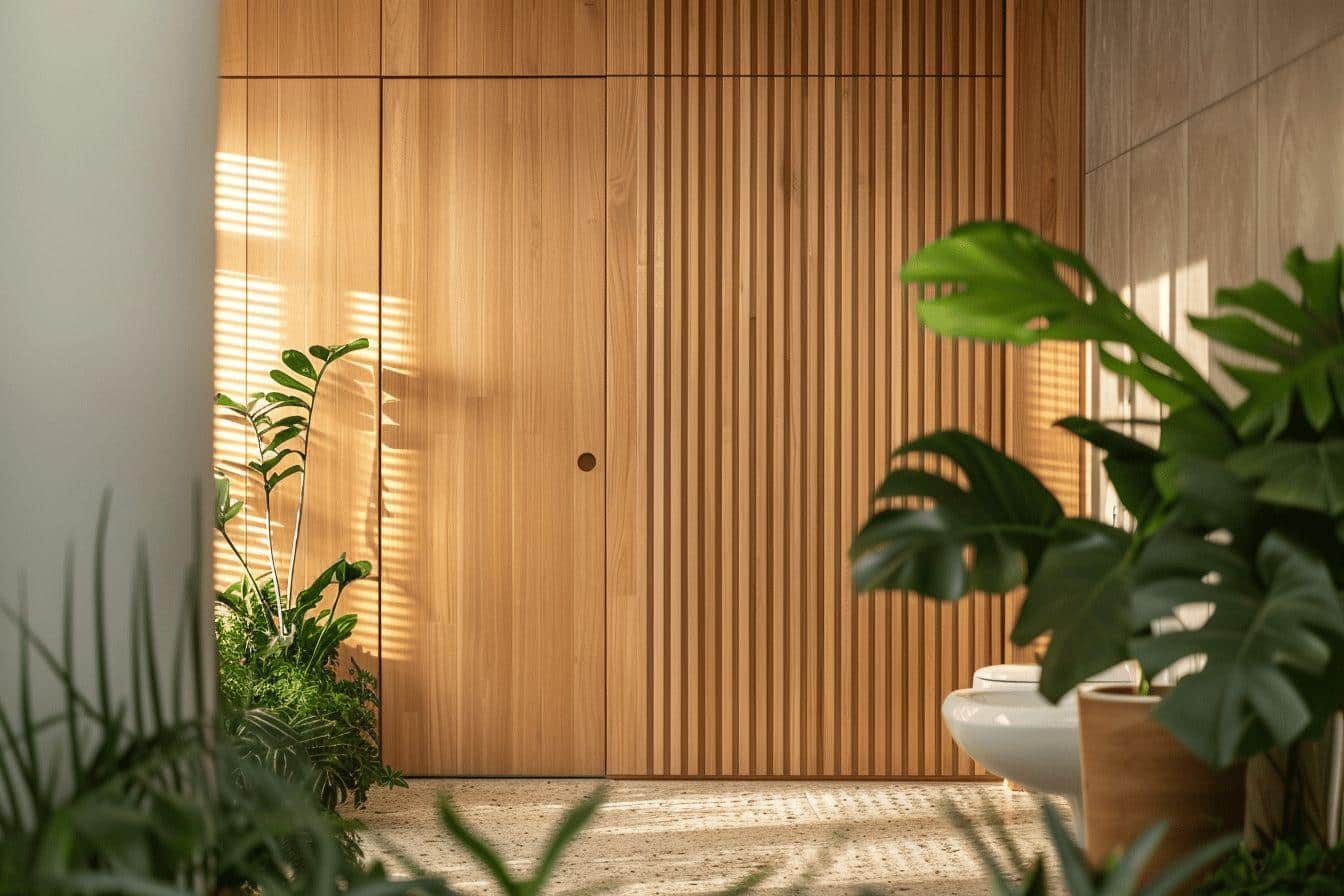 Porte coulissante salle de bain bois : gain de place assuré