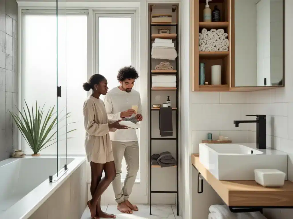 Photo armoire-salle-bain-epuree-gain-place