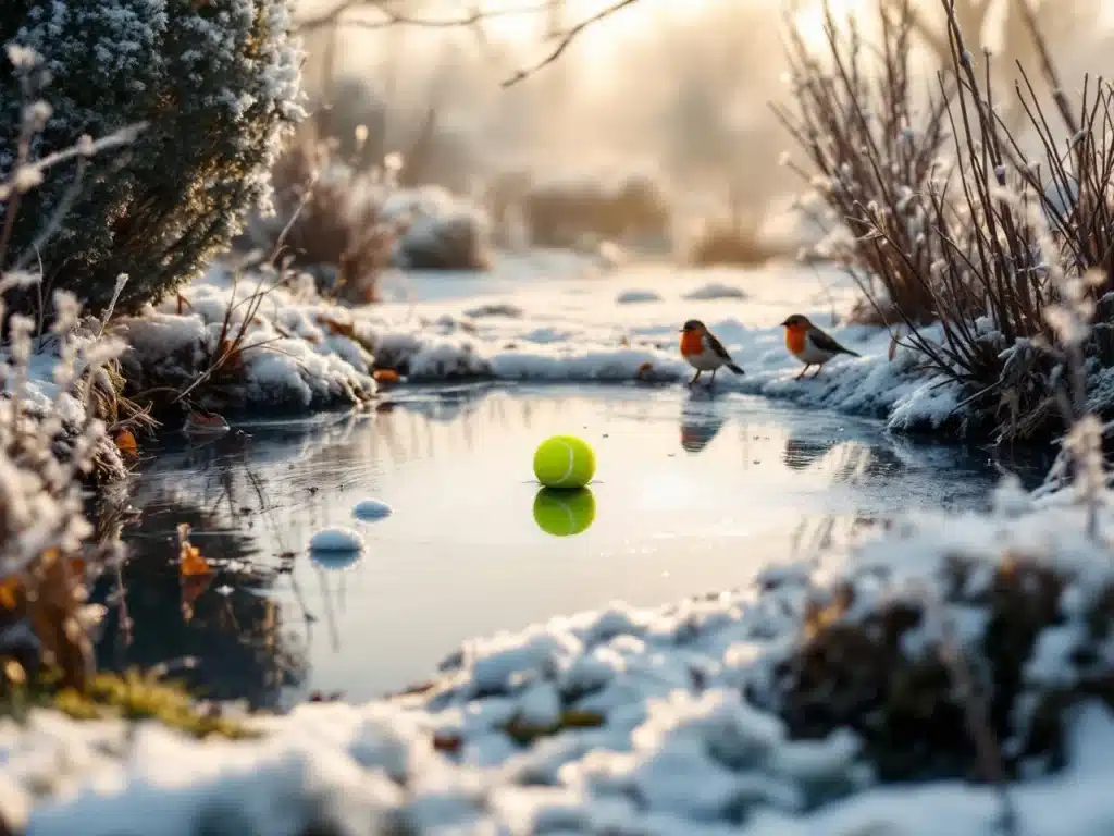 Photo balle-tennis-jardin-hiver-faune