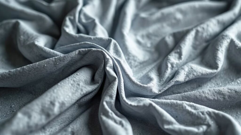 Gros plan sur le joint noirci d’un lave-linge ouvert, avec des replis humides marqués par des taches sombres.