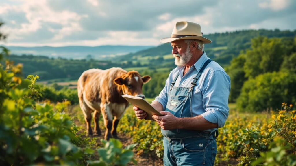 Champ agricole vu de près, dossier de vente ouvert et balance entre prix proposé et refus possible.